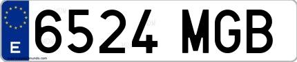Ejemplo de matrícula española 6524 MGB