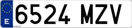 Ejemplo de matrícula de coche ordinaria 6524 MZV