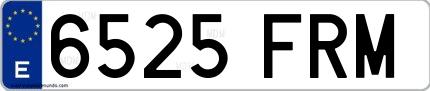 Ejemplo de matrícula española 6525 FRM