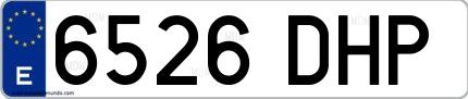 Ejemplo de matrícula española 6526 DHP