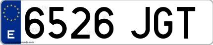 Ejemplo de matrícula española 6526 JGT