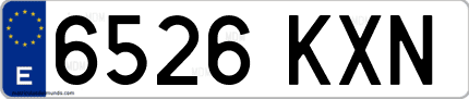Ejemplo de matrícula de coche ordinaria 6526 KXN