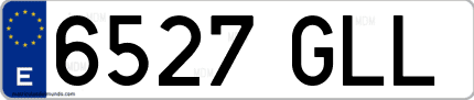 Ejemplo de matrícula de coche ordinaria 6527 GLL