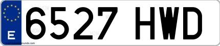 Ejemplo de matrícula española 6527 HWD