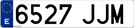 Ejemplo de matrícula de coche ordinaria 6527 JJM