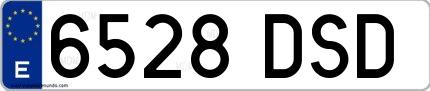 Ejemplo de matrícula española 6528 DSD