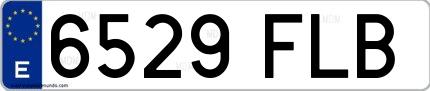 Ejemplo de matrícula española 6529 FLB