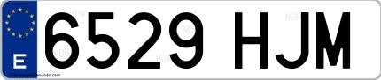 Ejemplo de matrícula española 6529 HJM