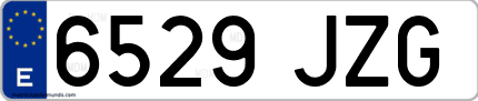 Ejemplo de matrícula de coche ordinaria 6529 JZG