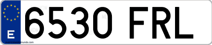 Ejemplo de matrícula de coche ordinaria 6530 FRL