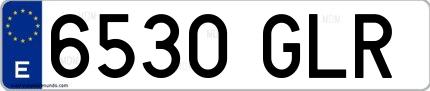 Ejemplo de matrícula española 6530 GLR