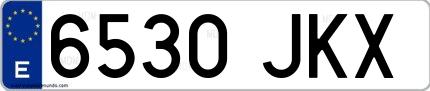 Ejemplo de matrícula española 6530 JKX