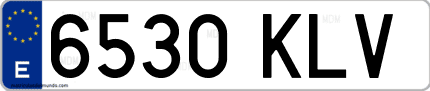 Ejemplo de matrícula de coche ordinaria 6530 KLV