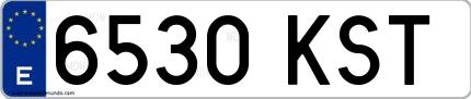 Ejemplo de matrícula española 6530 KST