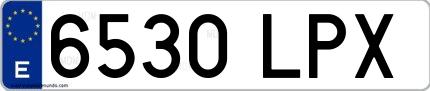 Ejemplo de matrícula española 6530 LPX