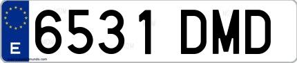Ejemplo de matrícula española 6531 DMD
