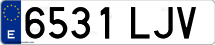 Ejemplo de matrícula de coche ordinaria 6531 LJV
