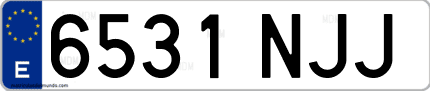 Ejemplo de matrícula de coche ordinaria 6531 NJJ