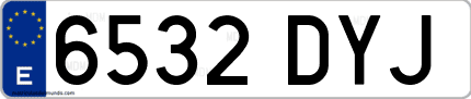 Ejemplo de matrícula de coche ordinaria 6532 DYJ
