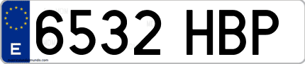 Ejemplo de matrícula de coche ordinaria 6532 HBP