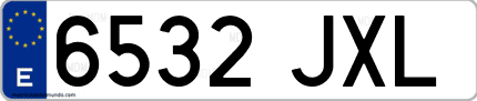 Ejemplo de matrícula de coche ordinaria 6532 JXL