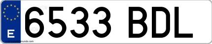 Ejemplo de matrícula española 6533 BDL