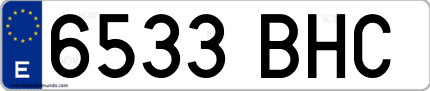 Ejemplo de matrícula de coche ordinaria 6533 BHC