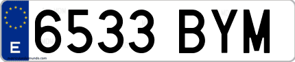 Ejemplo de matrícula de coche ordinaria 6533 BYM