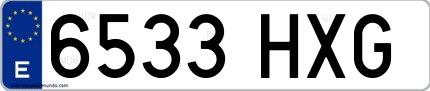Ejemplo de matrícula española 6533 HXG