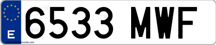 Ejemplo de matrícula de coche ordinaria 6533 MWF