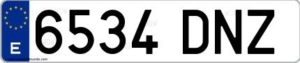 Ejemplo de matrícula española 6534 DNZ