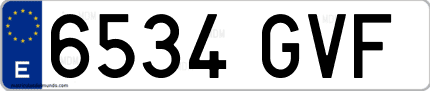 Ejemplo de matrícula de coche ordinaria 6534 GVF