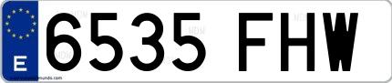 Ejemplo de matrícula española 6535 FHW