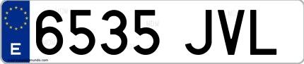 Ejemplo de matrícula española 6535 JVL