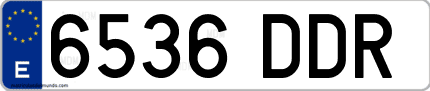 Ejemplo de matrícula de coche ordinaria 6536 DDR
