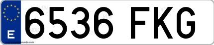 Ejemplo de matrícula española 6536 FKG