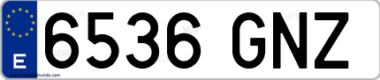 Ejemplo de matrícula de coche ordinaria 6536 GNZ