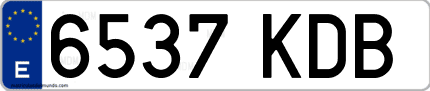 Ejemplo de matrícula de coche ordinaria 6537 KDB
