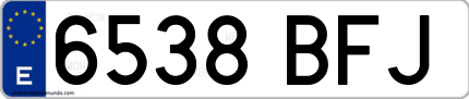 Ejemplo de matrícula de coche ordinaria 6538 BFJ