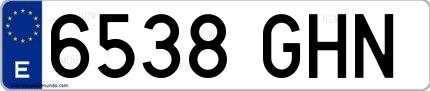 Ejemplo de matrícula española 6538 GHN
