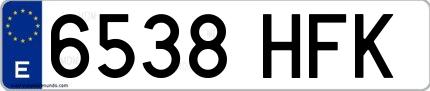 Ejemplo de matrícula española 6538 HFK