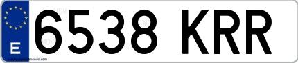 Ejemplo de matrícula española 6538 KRR