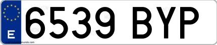 Ejemplo de matrícula española 6539 BYP