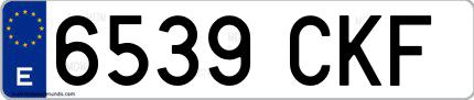 Ejemplo de matrícula española 6539 CKF