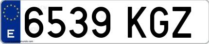 Ejemplo de matrícula española 6539 KGZ