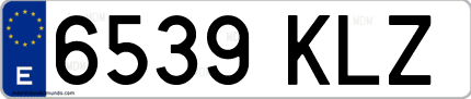 Ejemplo de matrícula de coche ordinaria 6539 KLZ