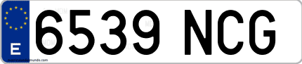 Ejemplo de matrícula de coche ordinaria 6539 NCG
