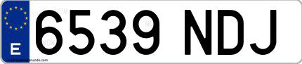 Ejemplo de matrícula española 6539 NDJ
