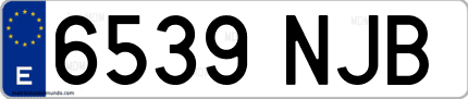 Ejemplo de matrícula de coche ordinaria 6539 NJB