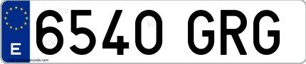 Ejemplo de matrícula española 6540 GRG